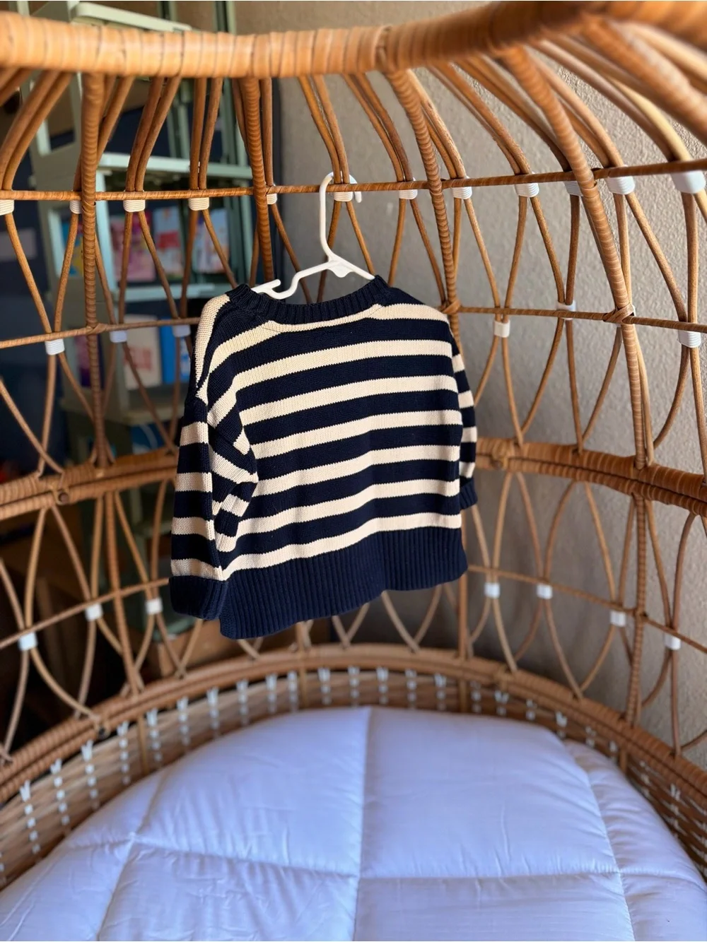 GAP Navy and Cream Striped Knit Sweater